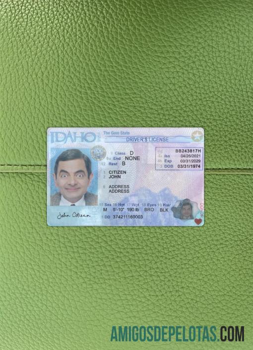 Carteira de motorista dos EUA Idaho 2021 presente fotolook frente exemplo real